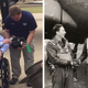 John “Lucky” Luckadoo seen shaking hands on the left in each picture, who flew missions over Germany in the B-17 using Norden bombsight (Commemorative Air Force)